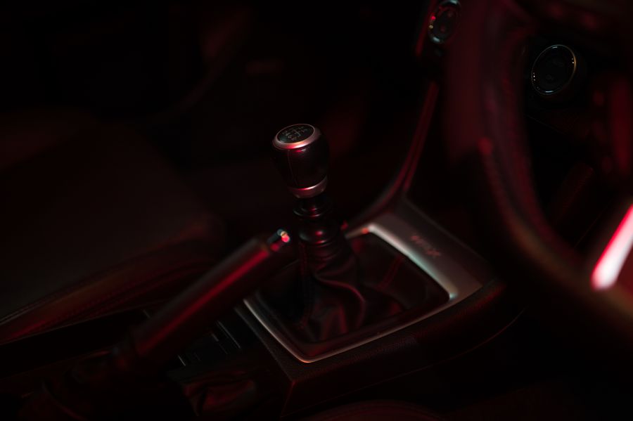 Manual gear stick in a car